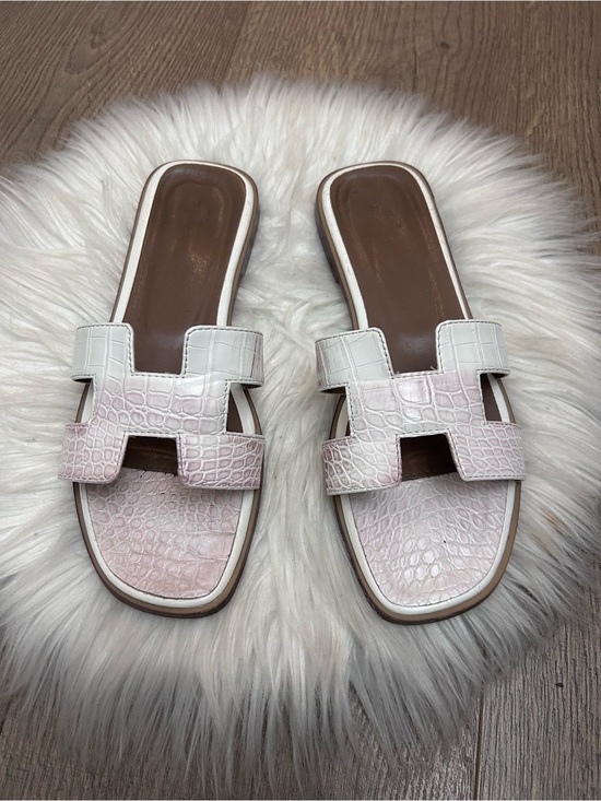 Hermes Shoes - Hermes Himalaya Oran Sandals Crocodile embossed